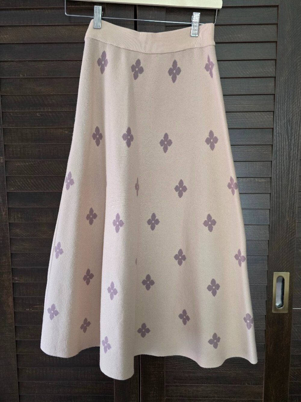 Korean Fashion Miello Floral Jacquard Knit A-Line Midi Long Skirt Free Size